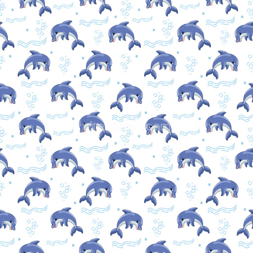 Pattern Bundle - Seamless 3D Pattern PBR Texture Featuring Playful Blue Dolphins with Ocean Motifs texture preview