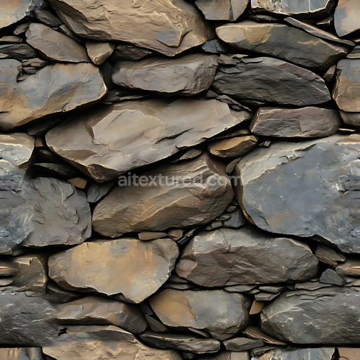 Seamless 3D PBR Texture of Dry Stacked Brown-Grey Stone Wall