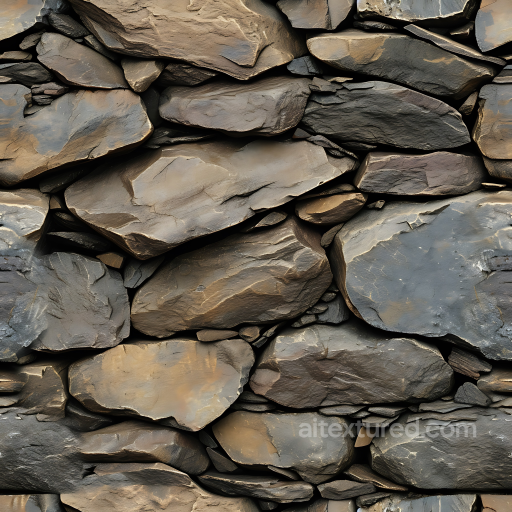 Dry Stacked Brown-gray Stone Wall Seamless Texture seamless Stone PBR texture