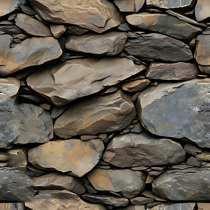 Dry Stacked Brown-gray Stone Wall seamless PBR texture preview