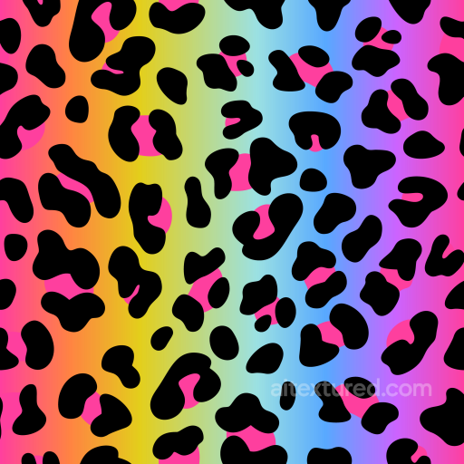 Leopard Print Texture with Vibrant Rainbow Gradient and Black Spots seamless Leopard Print PBR texture