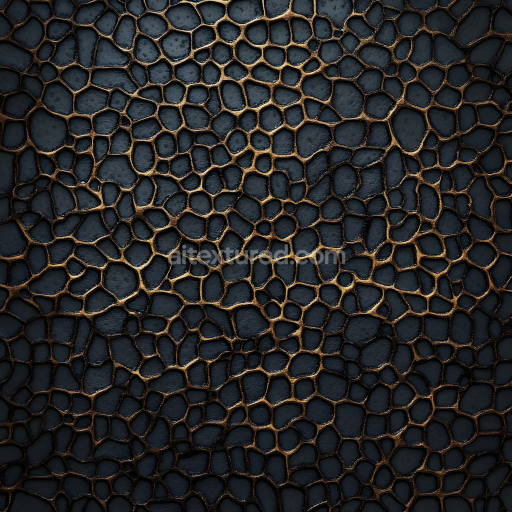 Seamless 3D Skin PBR Texture Featuring Dark Tone with Golden Crease Detailing