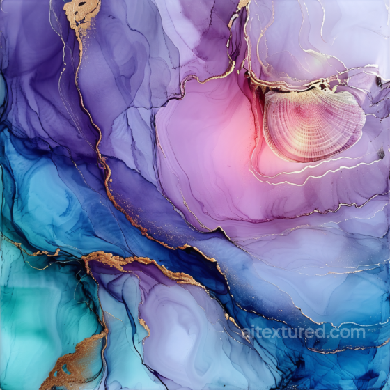 Alcohol Ink PBR Texture with Purple Blue Fluid Veins & Gold Accents Alcohol ink texture preview