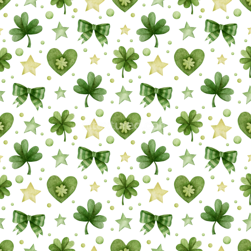 Seamless 3D PBR St Patrick Digital Paper Texture with Shamrocks & Stars