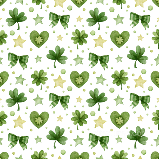 St Patrick Digital Paper Texture with Shamrocks & Stars seamless St patrick digital paper bundle PBR texture