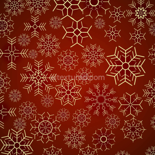 Seamless 3D PBR Texture of Red Christmas Digital Paper with Gold Snowflake Pattern
