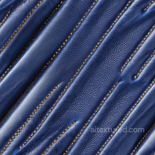 Quilted Blue Pebbled Leather PBR Texture with Visible Stitching and Folds seamless Leather PBR texture