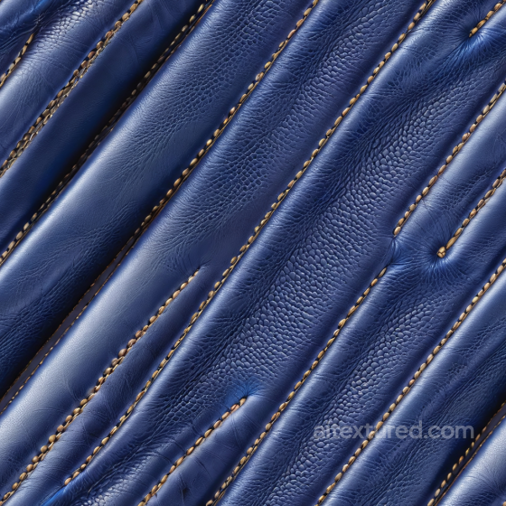Quilted Blue Pebbled Leather PBR Texture with Visible Stitching and Folds Leather texture preview