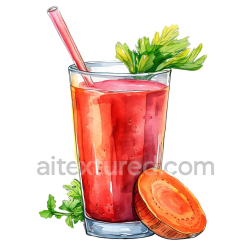 seamless Watercolor Styled Beet and Carrot Juice Breakfast Illustration with Fresh Greens texture 8k free download PBR