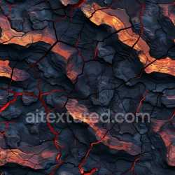 seamless Seamless 3D cracked volcanic lava rock PBR texture with glowing fissures texture 8k free download PBR