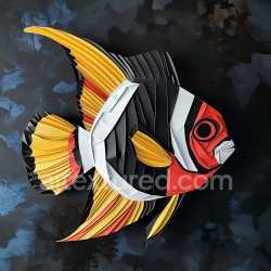 seamless Seamless 3D PBR Texture of Origami-Style Butterfly Fish with Bold Color Blocks texture 8k free download PBR