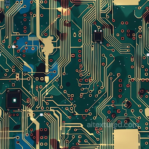 Cybernetic Circuit Board Camo PBR Texture with Tech Pattern and Metallic Accents seamless Color Camouflage PBR texture