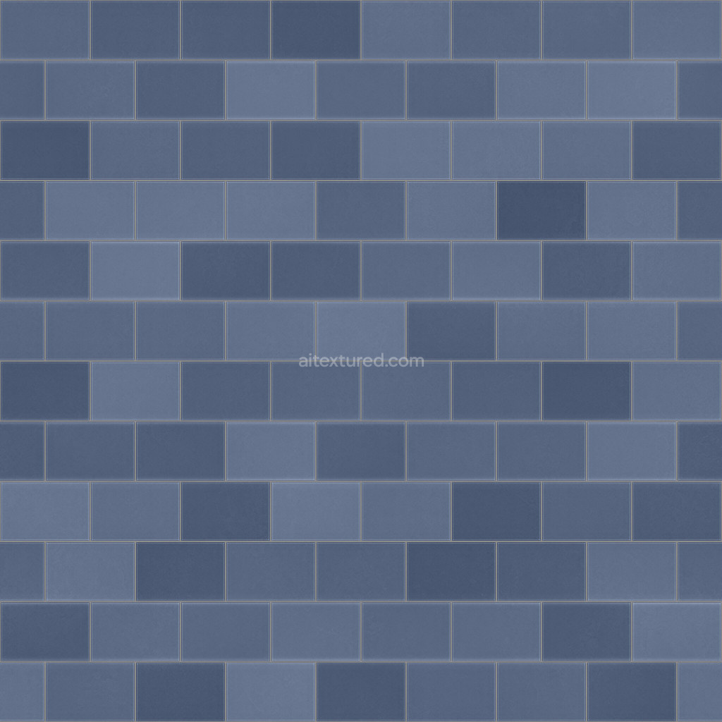 Seamless blue tiles PBR texture with glossy finish