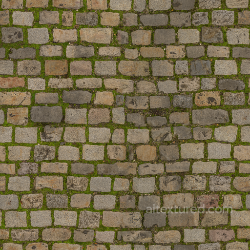 Earthy Moss Cobblestone seamless Flooring PBR texture
