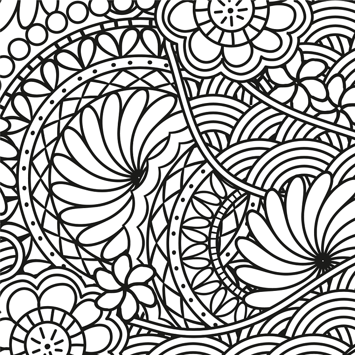 Black and White Decorative Floral with Intricate Line Art seamless PBR texture preview