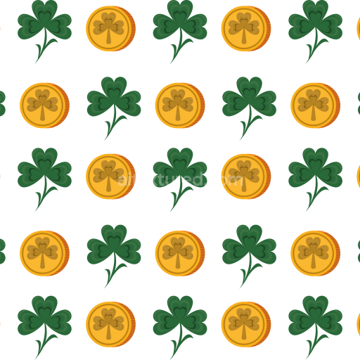 Seamless 3D PBR Texture with Shamrock and Gold Coin Pattern