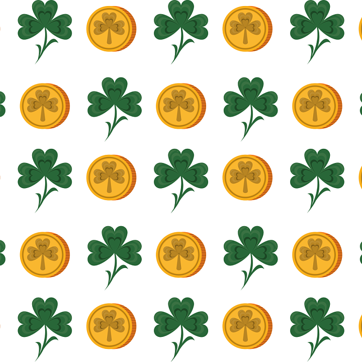 with Shamrock and Gold Coin Pattern seamless PBR texture preview