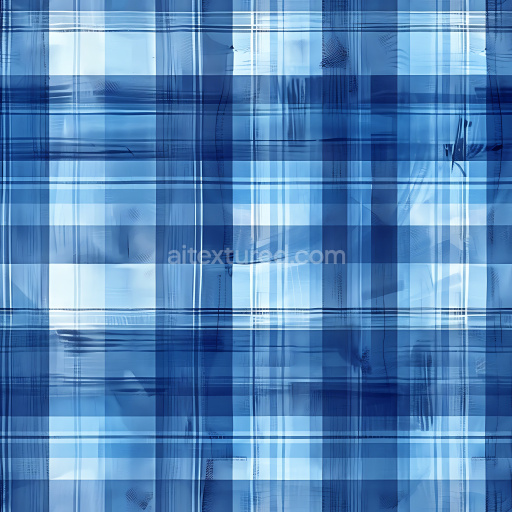 Seamless 3D PBR Texture Featuring Blue Gradient Plaid Fabric Pattern