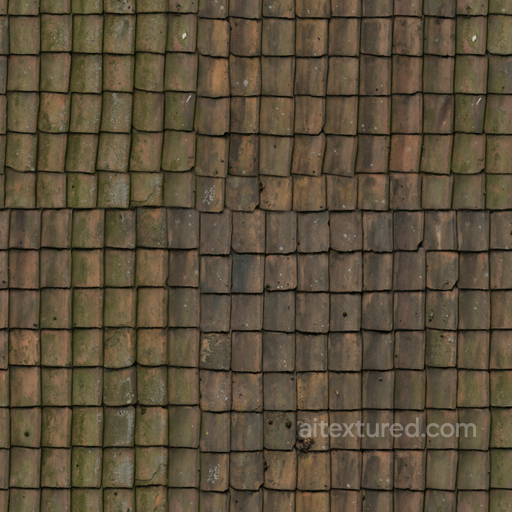 Ceramic Tiles Moss - Tiles Moss Old Roof Tiles seamless Roofing PBR texture