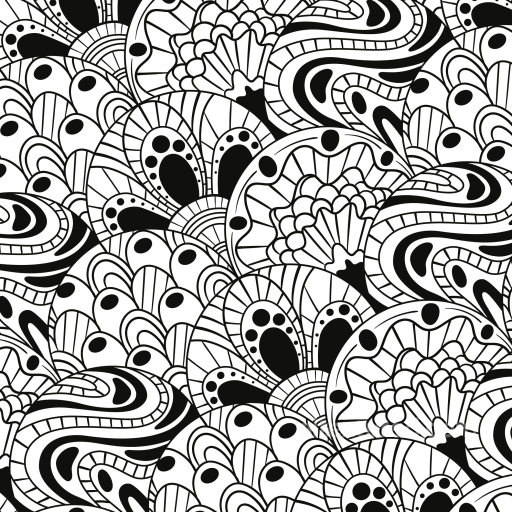 White & Black Texture of Black and White Ornamental Floral Pattern seamless White & Black PBR texture
