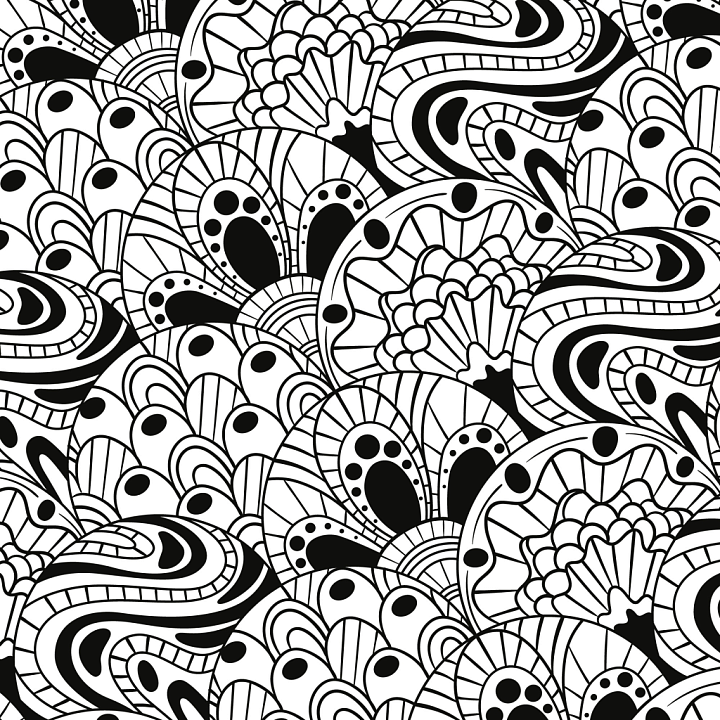 White & Black of Black and White Ornamental Floral Pattern seamless PBR texture preview
