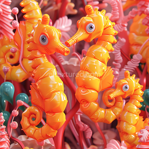 Seamless 3D Inflated Glossy Orange Plastic Panels PBR Texture