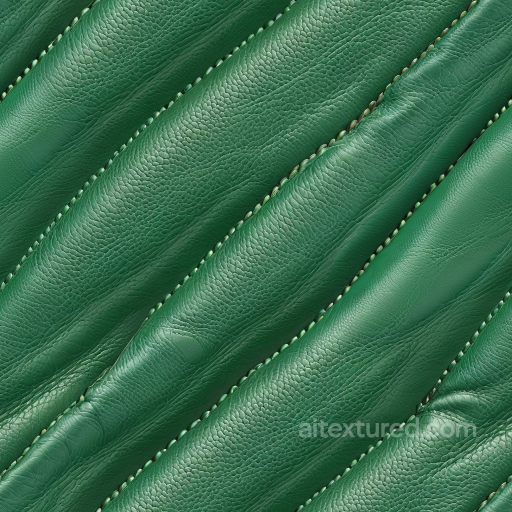 Pebbled Green Leather PBR Texture with Detailed Stitching and Folded Panels seamless Leather PBR texture