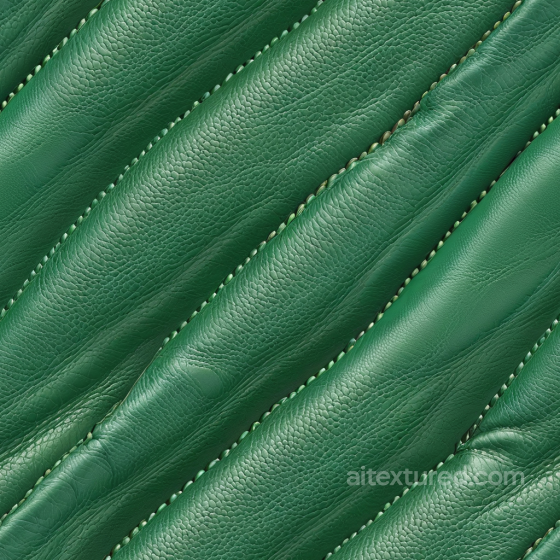 Pebbled Green Leather PBR Texture with Detailed Stitching and Folded Panels Leather texture preview