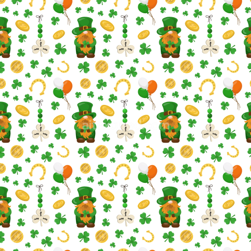 Seamless 3D PBR Texture Featuring St Patrick Irish Symbols and Illustrations