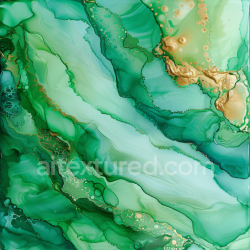 seamless Seamless 3D Alcohol Ink PBR Texture with Flowing Green Hues and Gold Veining texture 8k free download PBR