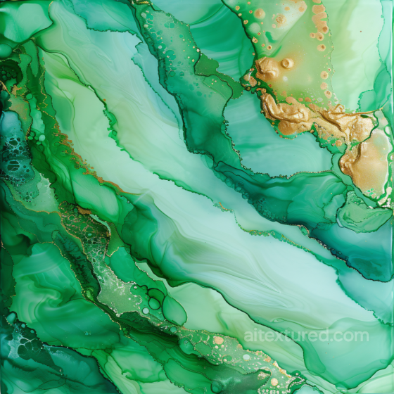 Alcohol Ink PBR Texture with Flowing Green Hues and Gold Veining Alcohol ink texture preview
