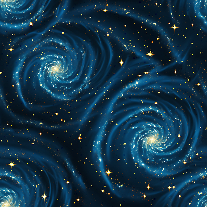 Space Featuring Spiral Galaxy Clouds and Glowing Stars seamless PBR texture preview