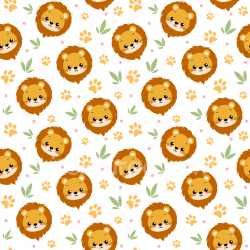 Pattern Bundle - Seamless 3D Pattern PBR Texture with Cute Cartoon Lion Faces and Leaf Motifs texture preview