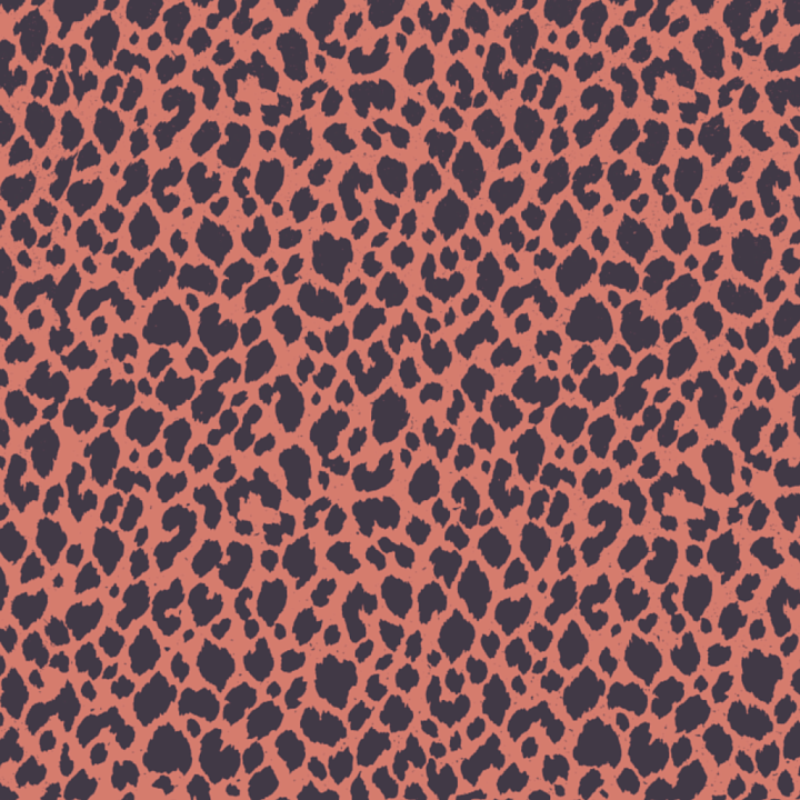 Leopard Print Fabric with Coral and Black Pattern seamless PBR texture preview