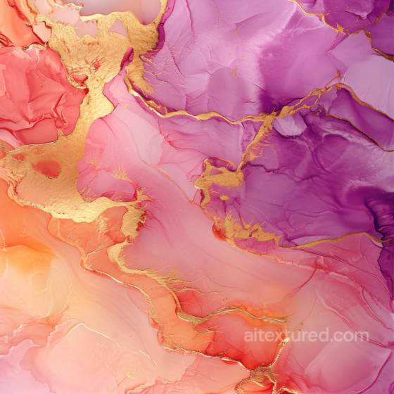 Alcohol Ink PBR Texture with Pink, Purple, and Gold Veins Flow Alcohol ink texture preview
