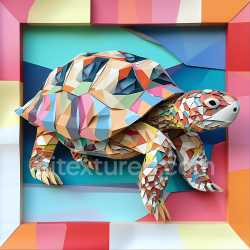 seamless Seamless 3D PBR Texture of Colorful Origami-Style Desert Tortoise Shell texture 8k free download PBR