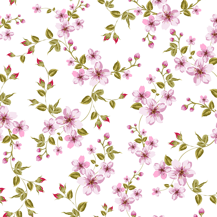 Watercolor Cherry Floral Pattern with Delicate Pink Blossoms seamless PBR texture preview