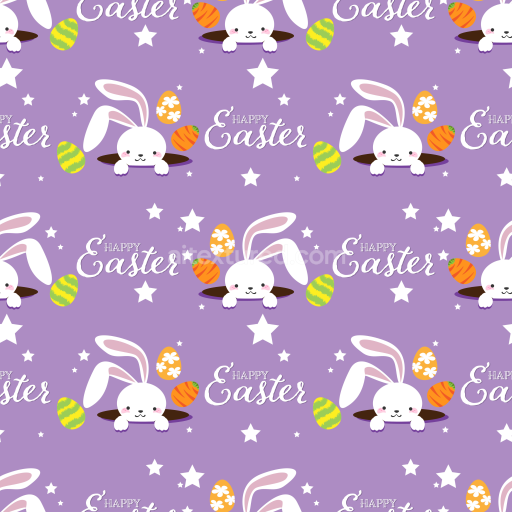 Seamless 3D PBR Digital Paper Texture Featuring Cute Easter Bunny and Colorful Eggs