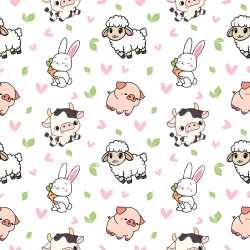 Pattern Bundle - Seamless 3D Pattern PBR Texture Featuring Cute Cartoon Farm Animals and Hearts texture preview
