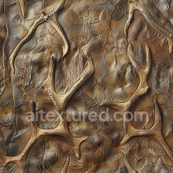 seamless Seamless 3D PBR texture of antique cracked brown leather with embossed antler pattern texture 8k free download PBR