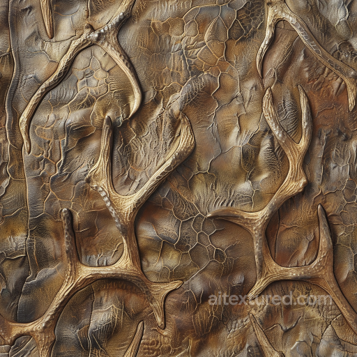 Of Antique Cracked Brown Leather With Embossed Antler Pattern seamless Leather PBR texture