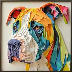 seamless Seamless 3D PBR Texture with Origami-style Dogo Argentino Dog Face in Multicolor texture 8k free download PBR