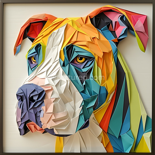 Preview — Seamless 3D PBR Texture with Origami-style Dogo Argentino Dog Face in Multicolor