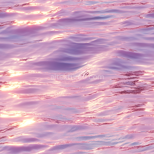 Seamless 3D Pink Stylized Ocean Surface Water PBR Texture with Reflective Waves
