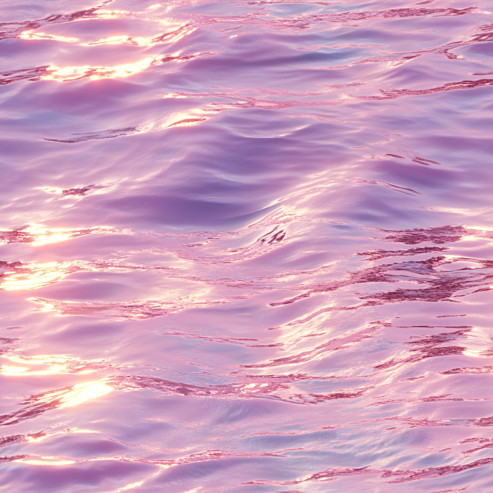 Pink Stylized Ocean Surface Water with Reflective Waves seamless PBR texture preview