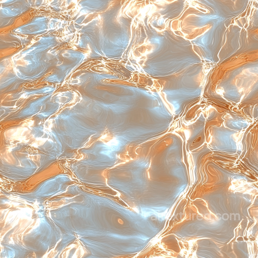 Seamless Stylized Reflective Water Surface 3D PBR Texture with Warm Light Refractions seamless Water PBR texture