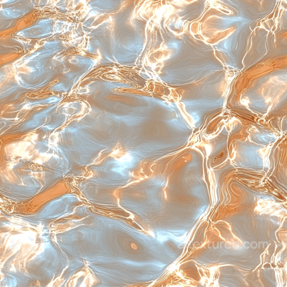 Seamless Stylized Reflective Water Surface 3D PBR Texture with Warm Light Refractions Water texture preview