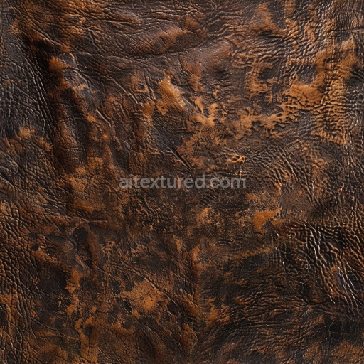 Seamless 3D PBR Texture of Vintage Distressed Brown Leather with Creased Grain