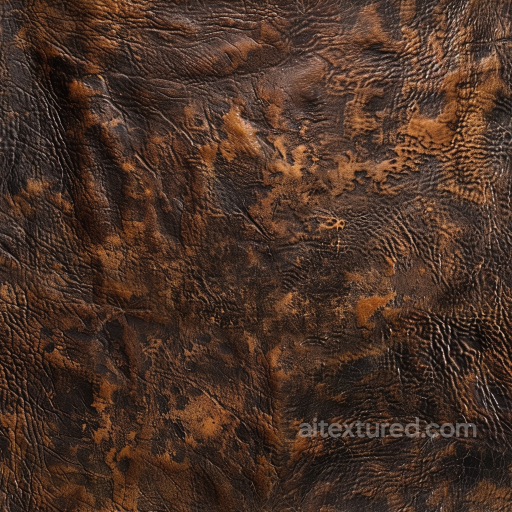 Vintage Distressed Brown Leather Seamless Texture with Creased Grain seamless Leather PBR texture