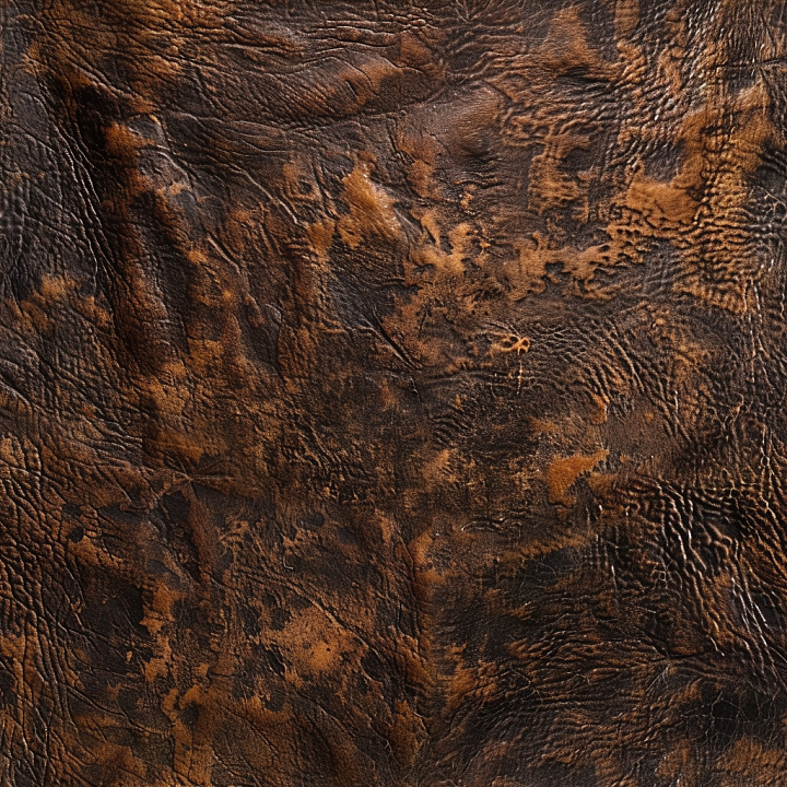 Vintage Distressed Brown Leather with Creased Grain seamless PBR texture preview